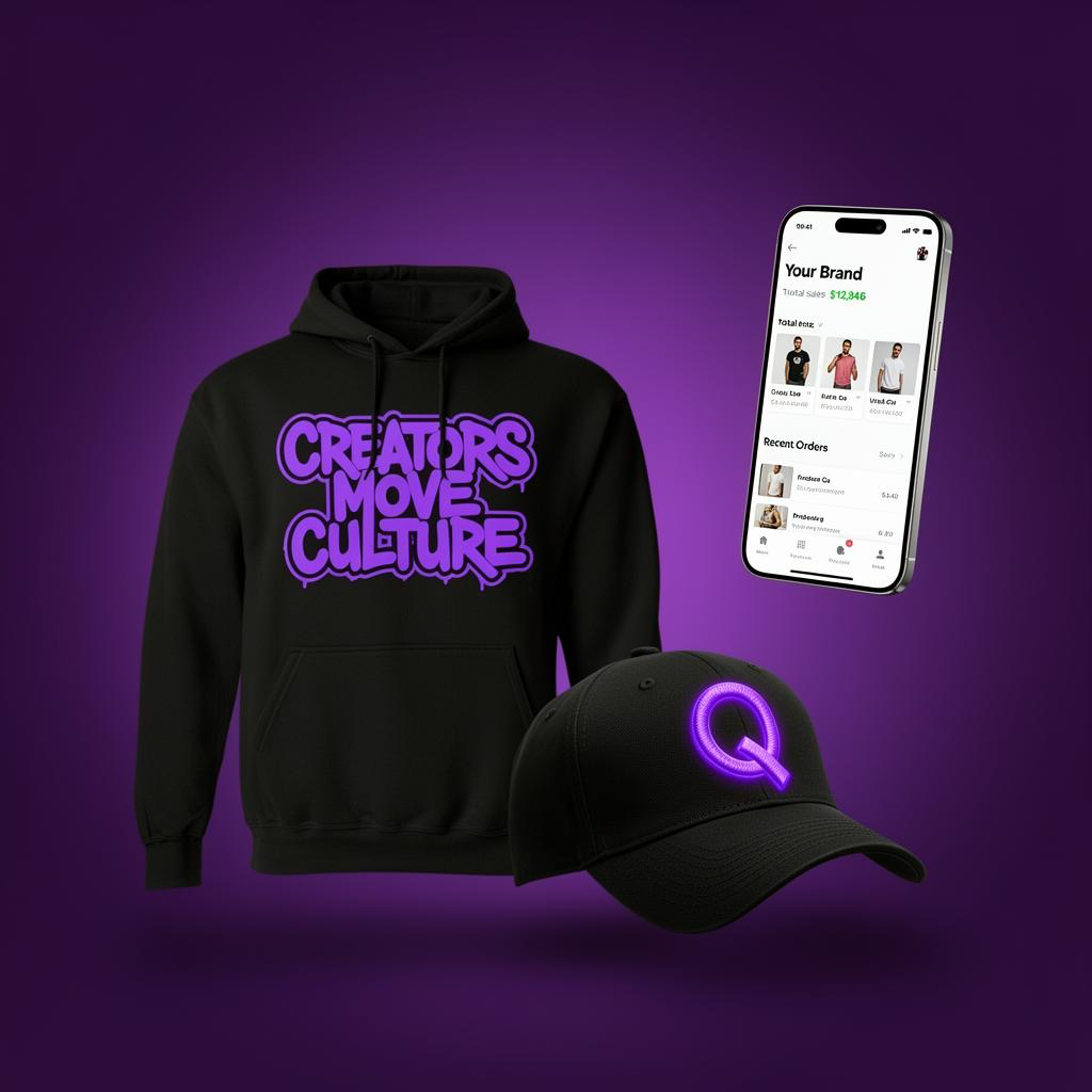 Custom branded merch — hoodie, cap and storefront dashboard
